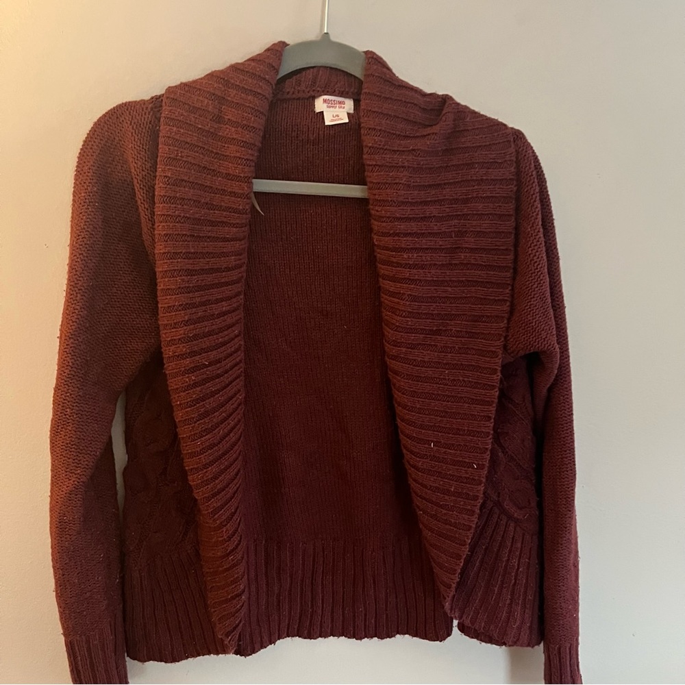 Maroon Open Front Sweater